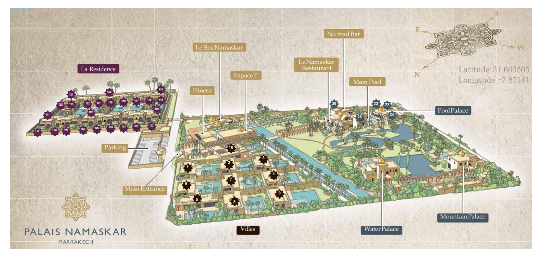 Illustrated plan of Palais Namaskar